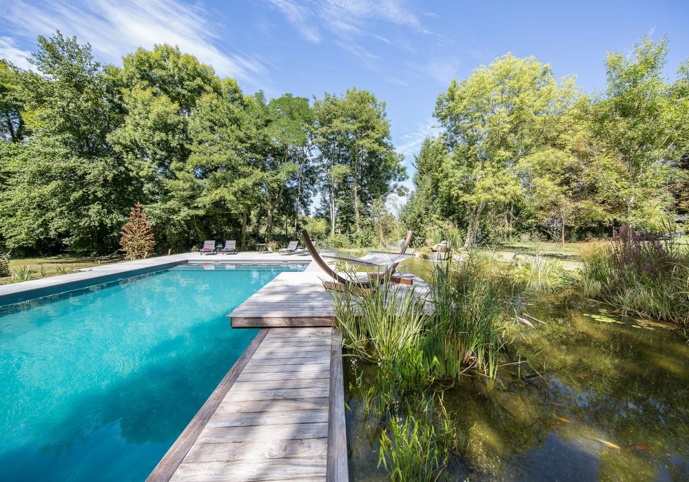 Piscine naturelle de détente avec bassin sauvage à Bourgoin-Jallieu